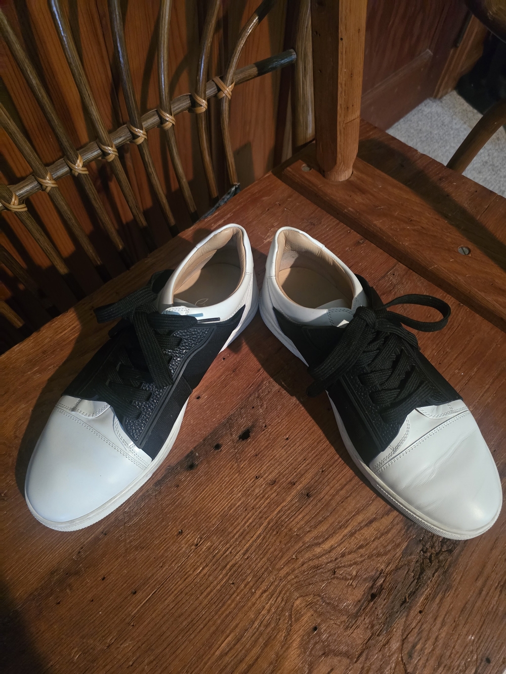 Christian Louboutin Black and White Leather Casual Sneakers